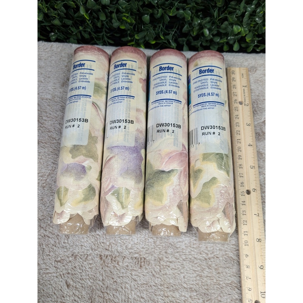 Chesapeake Floral Ivy Leaf Wallpaper Border 4 Rolls Cottagecore Die Cut Scallop - Picture 4 of 7